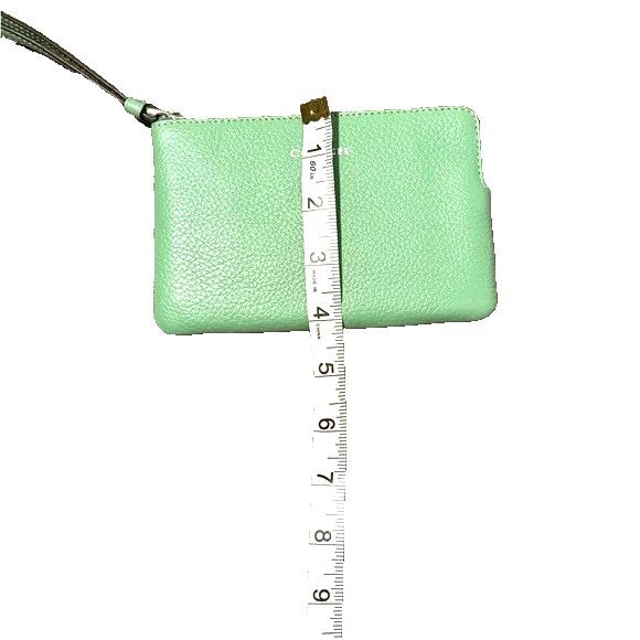 Coach Soft Green Pebbled Leather Corner Zip Wristlet - Picture 2 of 5
